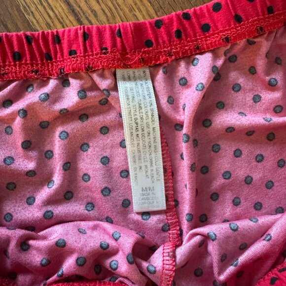 In Bloom Womens Pajama Set L Red & Black Polka Dot Lace Back Detail - Picture 14 of 16